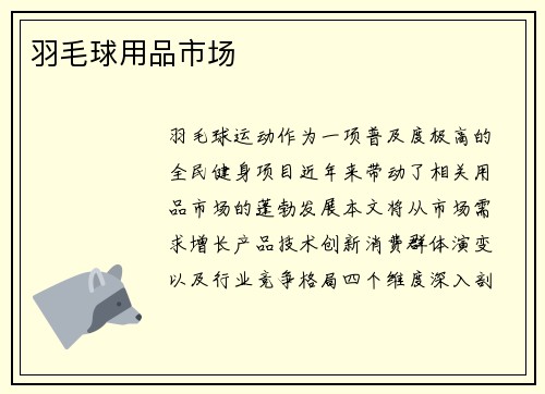 羽毛球用品市场